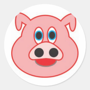 Little pig didactic illustration drawing pedagógi classic round sticker