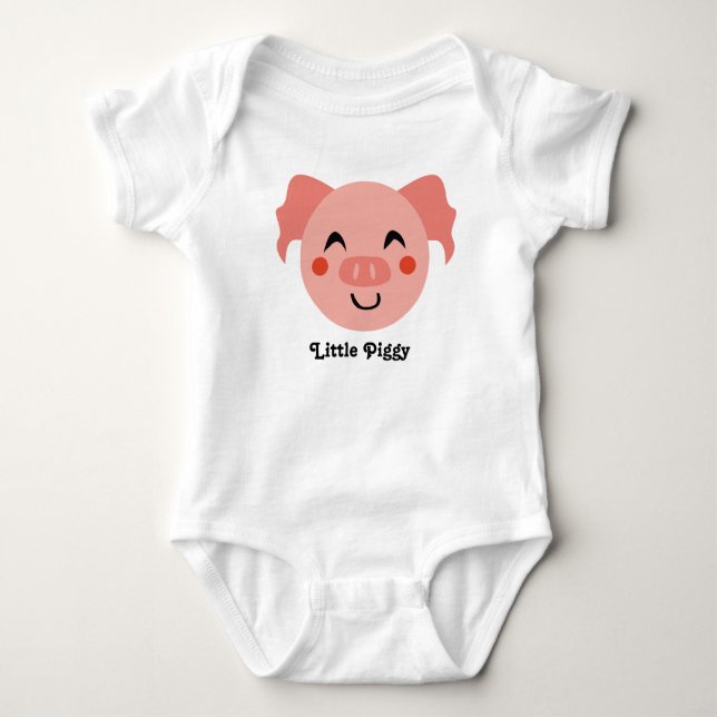 Little Pig You Can Change The Colours & Text Piggy Baby Bodysuit (Front)