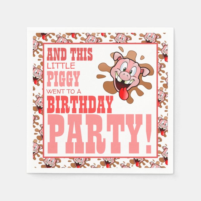 Little Piggy Birthday Party Napkin (Front)