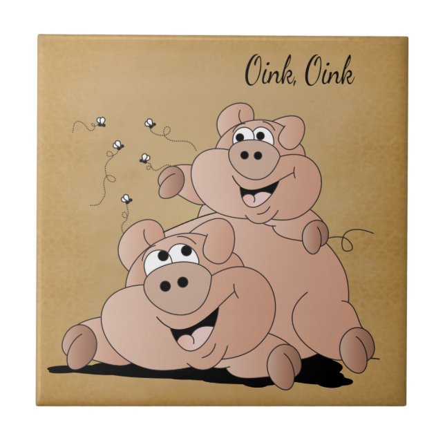 Little Piggy 🐷 Oink, Oink  Ceramic Tile (Front)