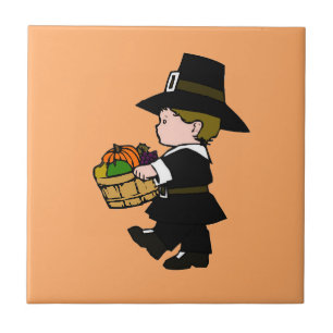 Little Pilgrim Boy Thanksgiving Tile