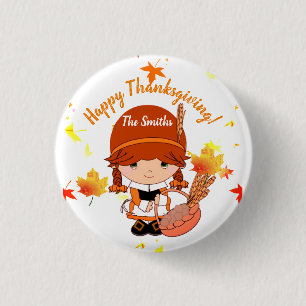 Little Pilgrim Thanksgiving Custom 3 Cm Round Badge