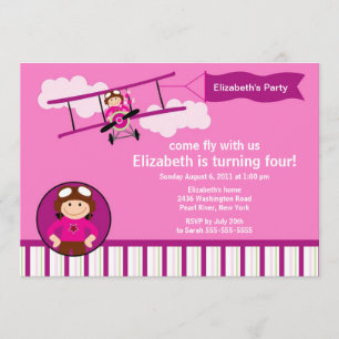 Little Pilot Aeroplane Birthday Party Invitation