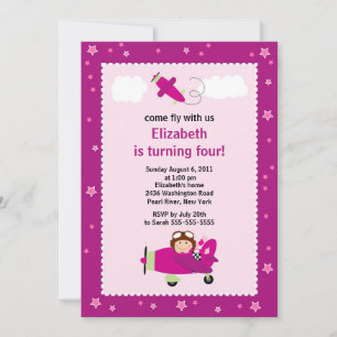 Little Pilot Aeroplane Birthday Party Invitation