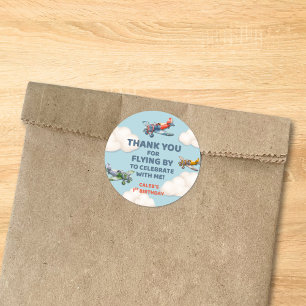 Little Pilot's First Birthday Classic Round Sticker