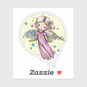Little Pink Angel Floating by Moon