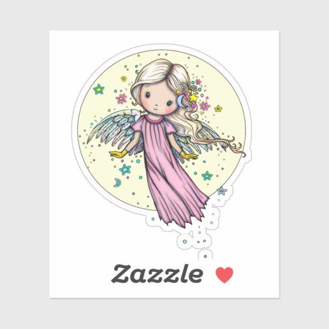 Little Pink Angel Floating by Moon (Sheet)