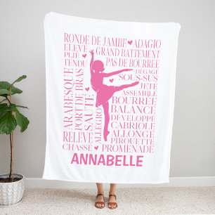 Little Pink Ballerina Typography Fleece Blanket