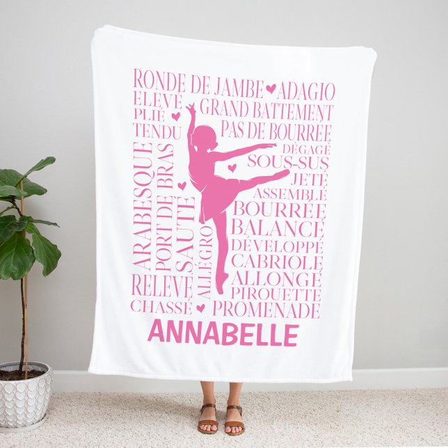 Little Pink Ballerina Typography Fleece Blanket (Creator Uploaded)