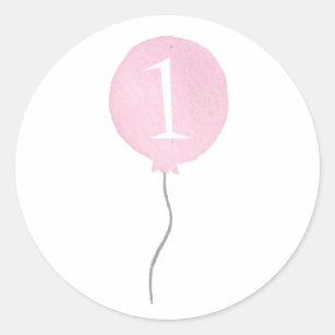 Little Pink Balloon Birthday Number Stickers