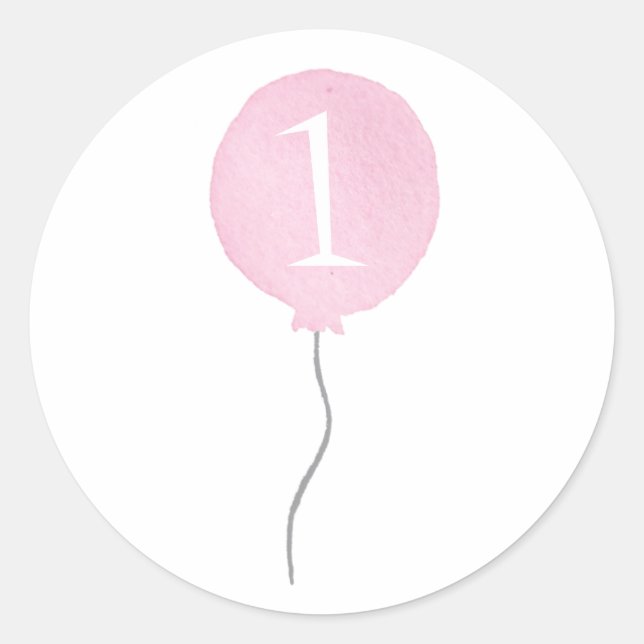 Little Pink Balloon Birthday Number Stickers (Front)