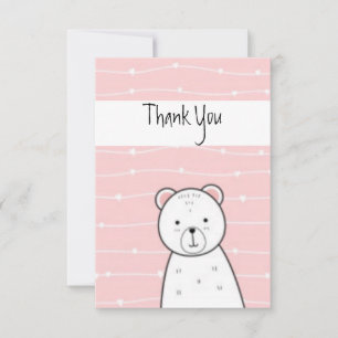 Little Pink Bear Thank You Card