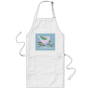 Little pink bird long apron