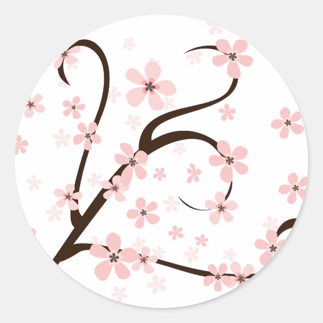 Little Pink Blossoms Classic Round Sticker (Front)