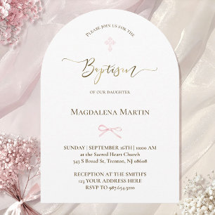 little pink bow     Baptism Invitation