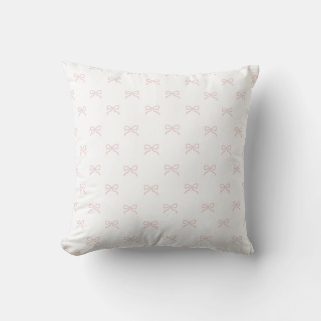 Little Pink Bow Pastel Feminine & Coquette Cushion (Front)