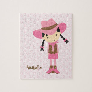 Little Pink Cowgirl {brunette} Jigsaw Puzzle