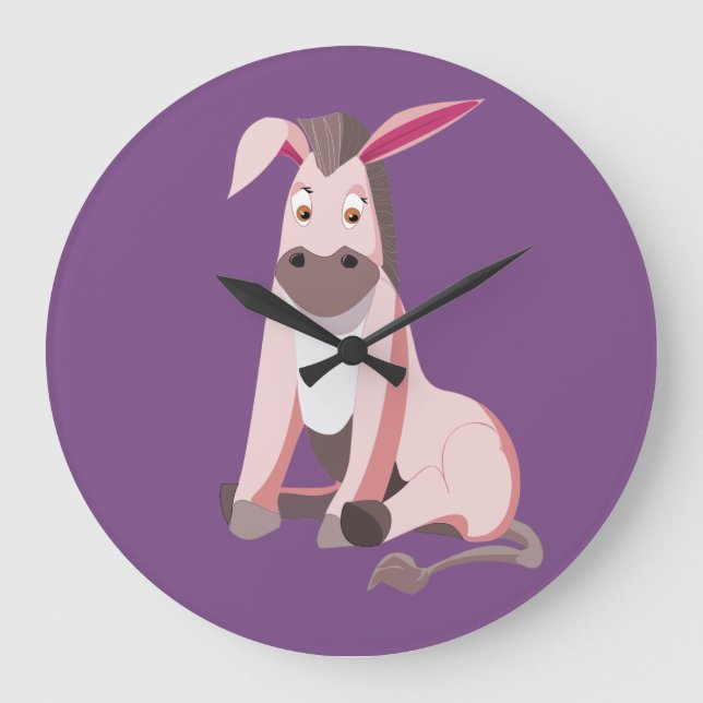 Little Pink Donkey Large Clock (Front)