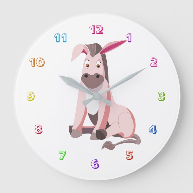 Little Pink Donkey - Large Clock (Front)