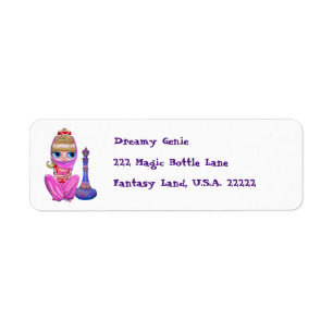 Little Pink Genie Belly Dancer Big Eyes Cute Return Address Label