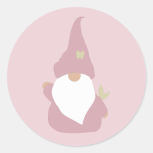 Little Pink Gnome Classic Round Sticker