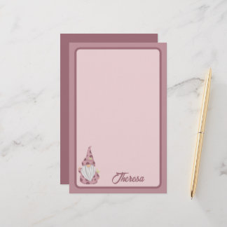Little Pink Gnome Detailed Stationery