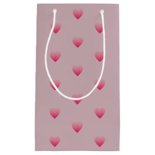 Little pink hearts pattern mauve blush background small gift bag