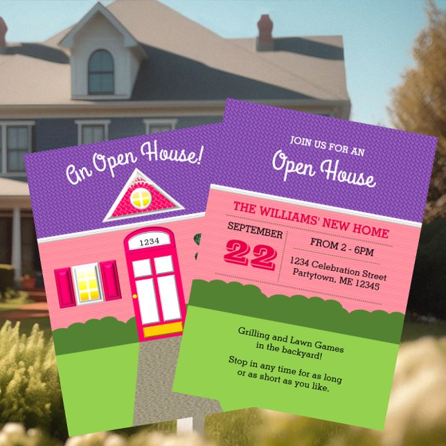 Little Pink House Fun Open House Invitation (Creator Uploaded)
