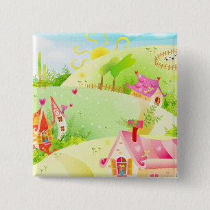 little pink houses 15 cm square badge