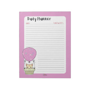 Little Pink Kitty Daily Planner Lined Notepad