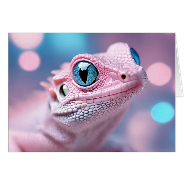 Little Pink Lizard w/ Big Blue Eyes Blank Inside (Front Horizontal)