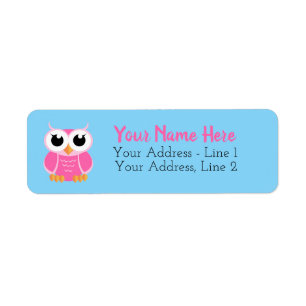 Little Pink Owl Return Address Label