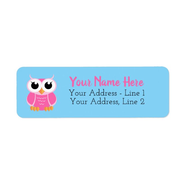 Little Pink Owl Return Address Label (Front)