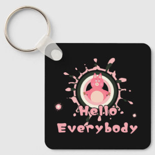 Little pink pig key ring