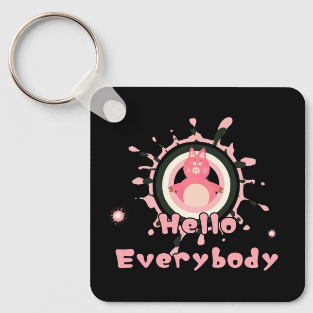Little pink pig key ring (Front)