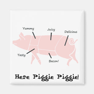 Little Pink Piggie with Tasty Labels Magnet