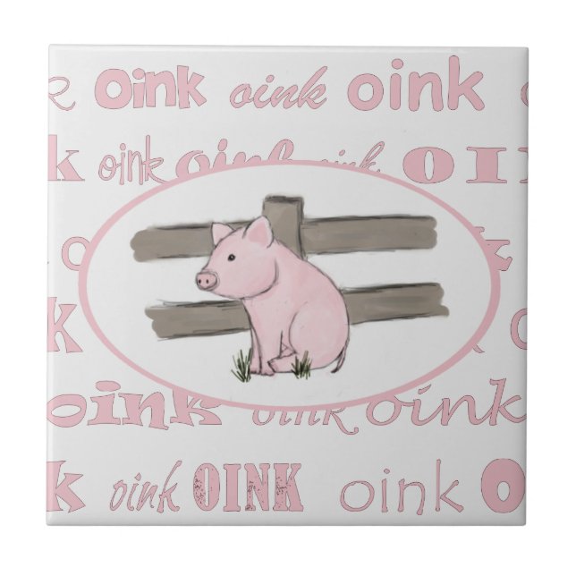 Little Pink Piglet Ceramic Tile (Front)