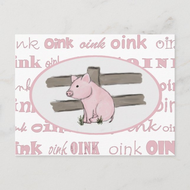 Little Pink Piglet Postcard (Front)