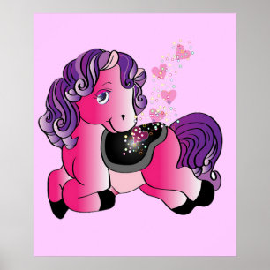 Little pink pony nursery children art poster