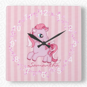 Little Pink Pony Nursery Wall Clock