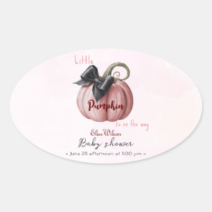 Little pink pumpkin bow is on the way2 oval sticker