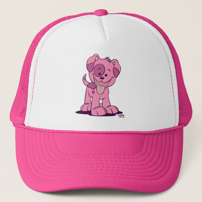 Little pink puppy trucker hat (Front)