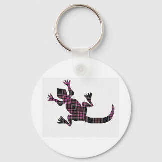 little pink tartan gekko lizard key ring