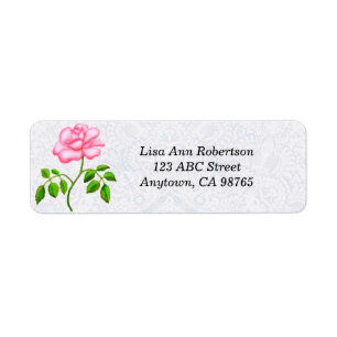 Little Pink Tea Rose Address Labels