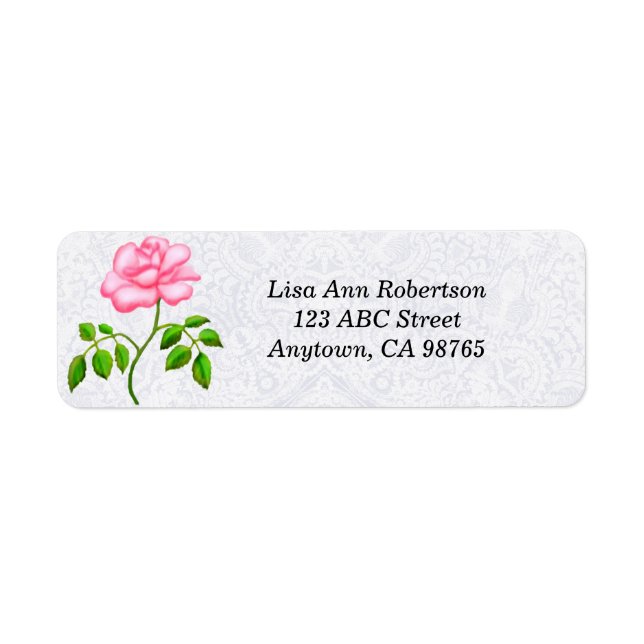 Little Pink Tea Rose Address Labels (Front)