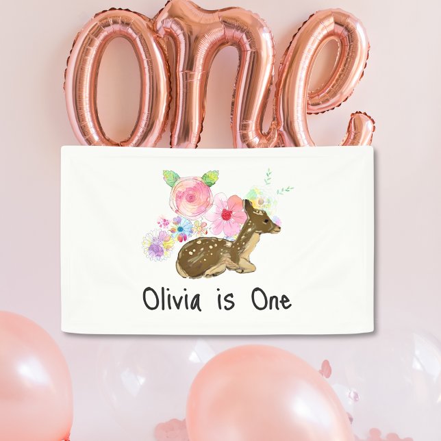 Little Pink Wildflower Woodland 1st birthday Banner (Creator Uploaded)