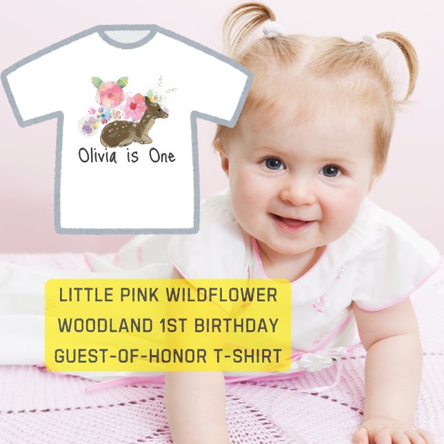 Little Pink Wildflower Woodland 1st birthday Toddler T-Shirt (Little Pink Wildflower Woodland 1st birthday Toddler T-shirt)