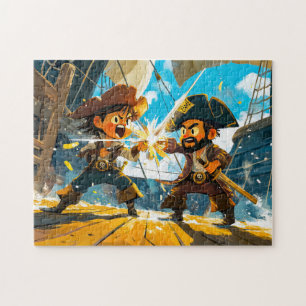 Little Pirate Battling Another Pirate on a Ship Jigsaw Puzzle