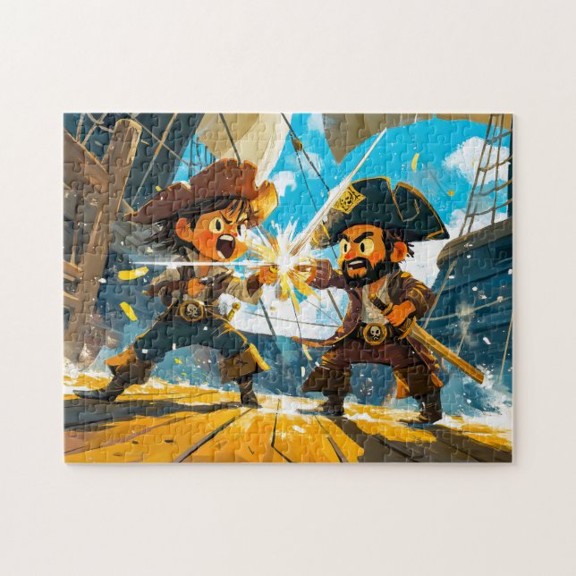 Little Pirate Battling Another Pirate on a Ship Jigsaw Puzzle (Horizontal)