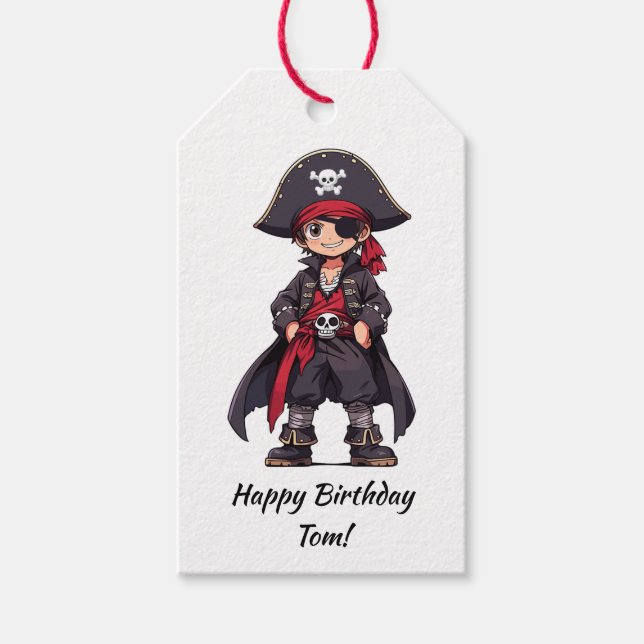 Little Pirate Kids Birthday Gift Tags (Front)